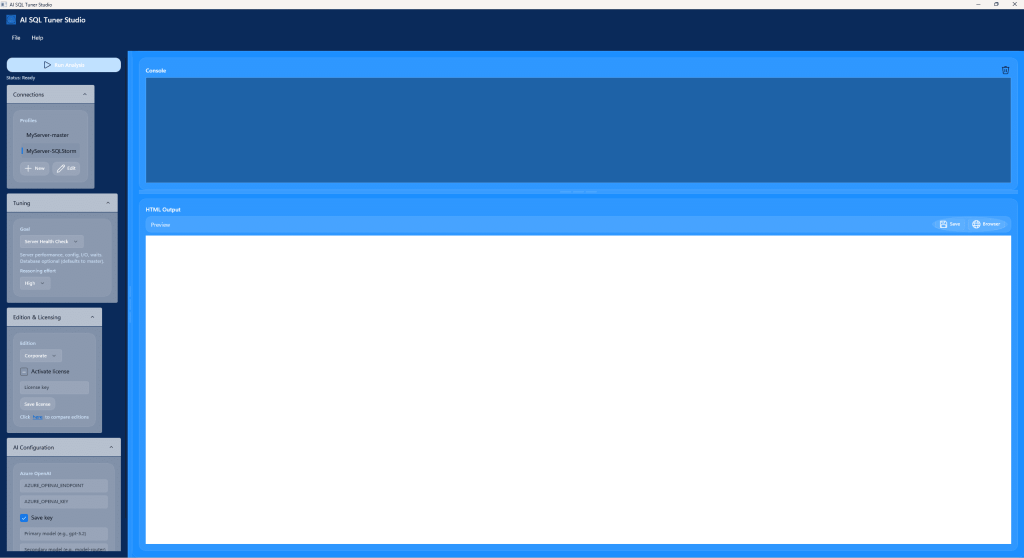 Sql Engine Ui Screen Design Meet AI SQL Tuner Studio: Smarter SQL Server Tuning