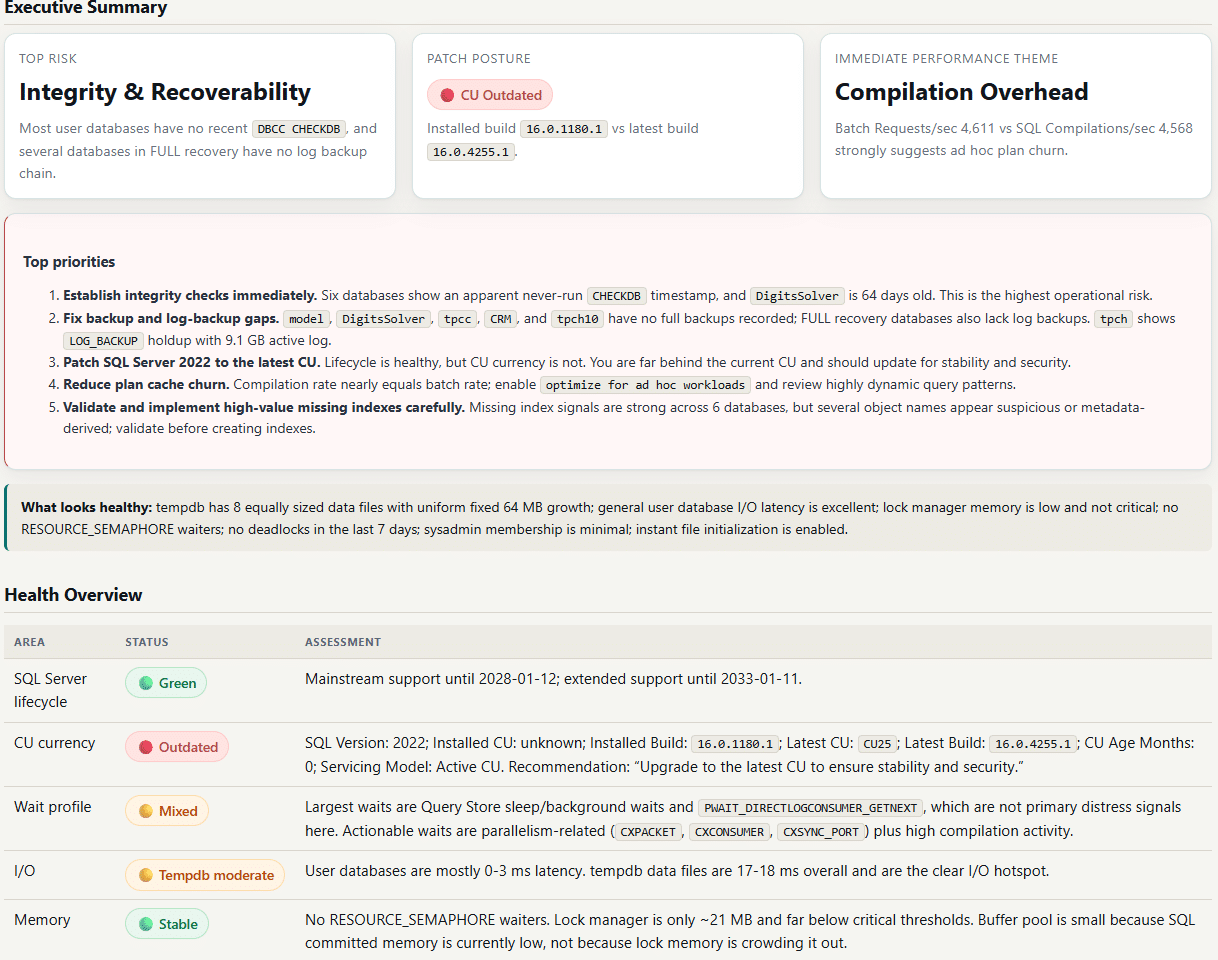 Ai sql tuner 2. 2: a server health check that actually covers the whole server